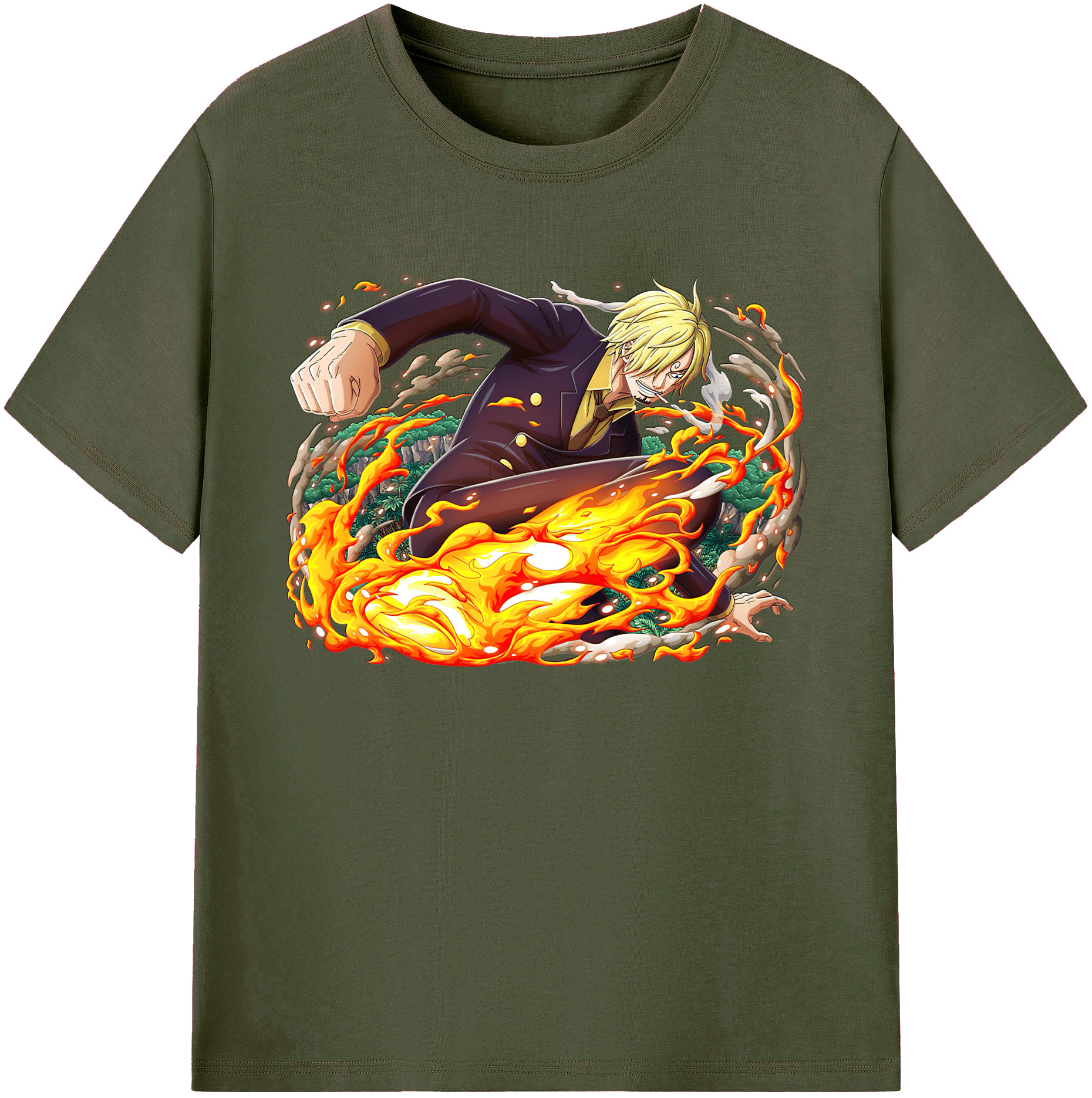 （画像用） ワンピース サンジ ONE PIECE Sanji 綿100％ メンズ半袖Tシャツ｜肌触りやわらか＆通気性